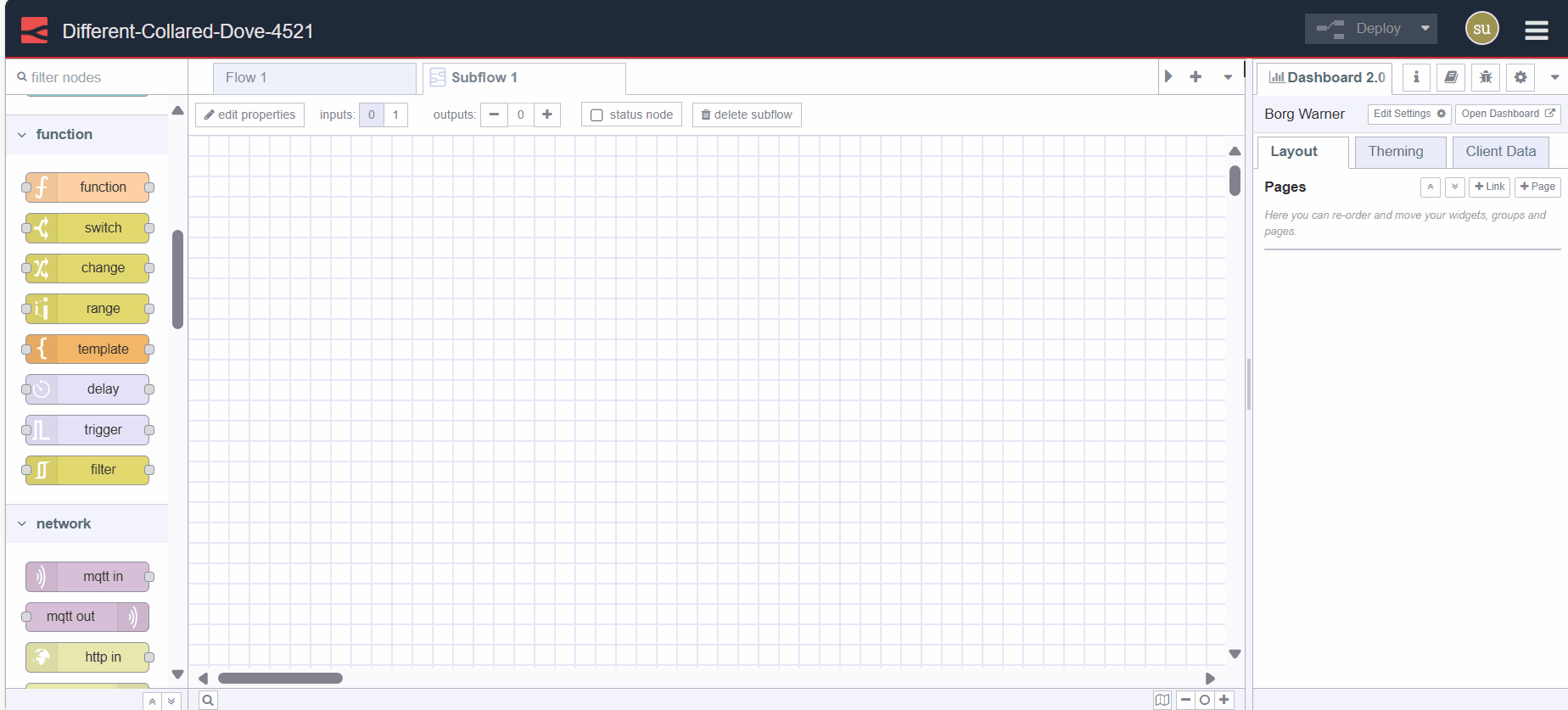 Image showing subflow tab Image showing subflow tab